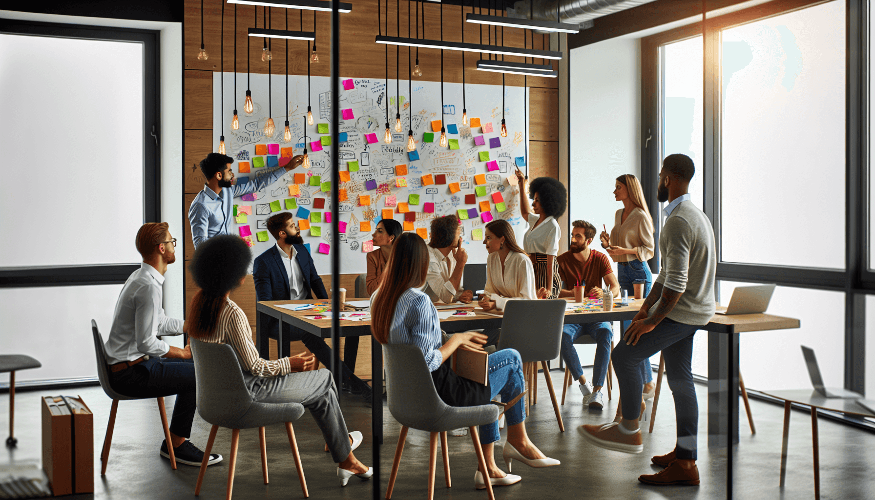 Equipe em brainstorming no escritório