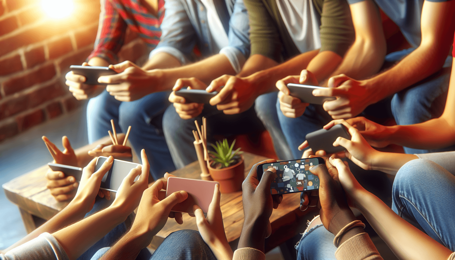 Usuários jogando em smartphones